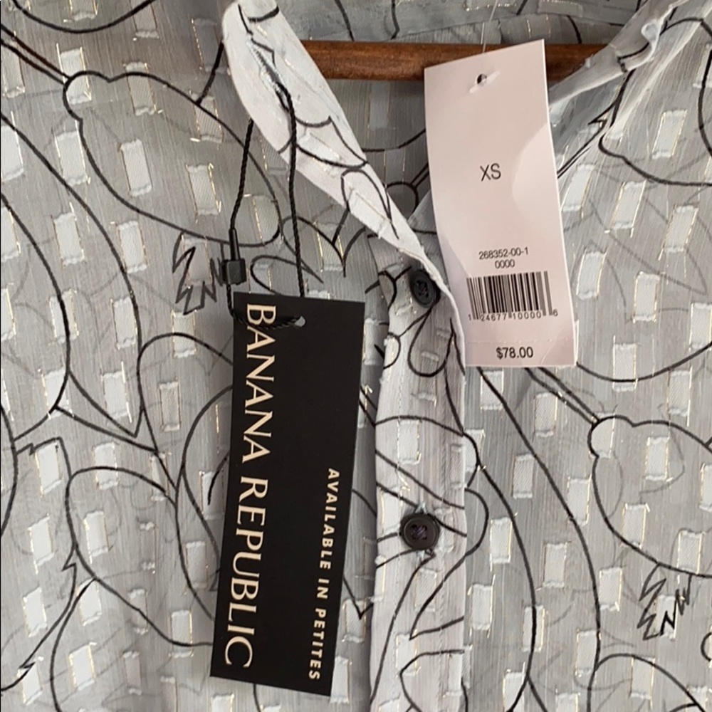 NWT Banana Republic Sheer Metallic Dillon Shirt XS - Picture 4 of 6